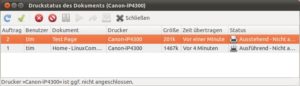 Abbildung 11: Hier warten zwei Dokumente auf ihren Druck auf dem Canon iP4300.