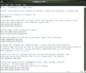 Abbildung 2: Bei Bedarf modifizieren Sie die Parameter für TLP mit einem Editor in der Konfigurationsdatei.