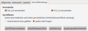 Abbildung 4: Vor allem beim Einrichten des Servers hilft es, dass Firefox jedes Mal nach dem zu benutzenden Zertifikat nachfragt.