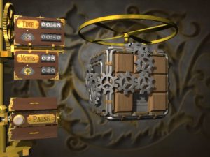Abbildung 8: In Cogs muss man auch häufiger um die Ecke decken: Hier muss man die Zahnräder über die Würfelseiten so miteinander verbinden, dass sich der gelbe Rotor in Bewegung setzt.