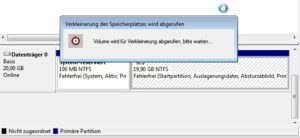 Abbildung 9: Befindet sich bereits ein Windows auf dem Rechner, defragmentieren und verkleinern Sie die Festplatte aus Windows heraus. Sie sollten 4 bis 8 GByte Platz für Kubuntu reservieren.