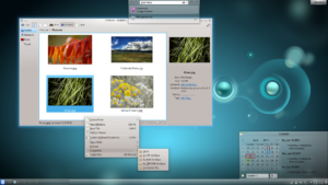 KDE 4.7 mit Plasma-Desktop und Anwendungen.