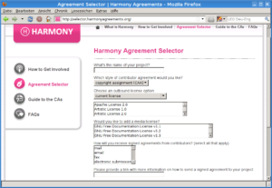 Das Harmony-Projekt hat einen Generator ins Web gestellt, mit dem sich Contirbutor Agreements vorfertigen lassen.