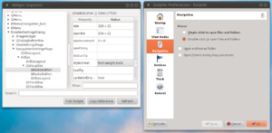 Das Entwicklerwerkzeug Qt Inspector (links) inspiziert ein Fenster der KDE-Anwendung Dolphin (rechts).