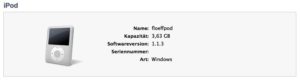 Abbildung 1: Zeigt iTunes das Windows-Format an, ist der iPod als FAT32 formatiert.