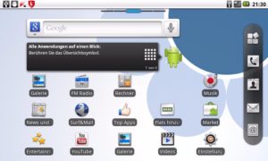 Abbildung 1: Der Startbildschirm des Base Tab mit dem leicht angepassten Launcher.