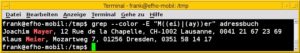Abbildung 1: Grep mit farbiger Hervorhebung des Suchergebnisses.