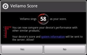 Abbildung 2: Die erreichten 58 Punkte beim Vellamo-Benchmark sind ein klares Indiz dafür, dass es sich beim Base Tab um kein Kraftpaket handelt.