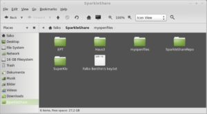 Abbildung 3: SparkleShare kann Dateien auf mehreren Servern synchronisieren und legt für jedes Repository automatisch einen Unterordner im Verzeichnis <code srcset=