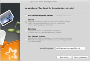Abbildung 4: Ist kein eigener Server zur Hand, lassen sich auch Anbieter wie Github oder Gitorious bequem mit SparkleShare nutzen.