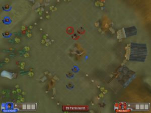 Abbildung 5: Im Übungsmodus darf man die Fähigkeiten und Eigenschaften einer Spielfigur austesten. In diesem Fall treten drei Männer mit Schrotflinte gegen drei vom Computer gesteuerte an.