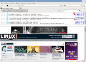 Firefox 6 kann die überarbeitete Konsole für Webentwickler auch oberhalb des Inhalts einblenden.