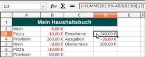 Abbildung 2: Obwohl Sie die Ausgaben und Einnahmen gemischt auflisten, lassen diese sich recht einfach auseinander dividieren.