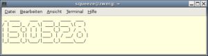Abbildung 4: Mit den drei Shell-Kommandos "watch", "date" und "figlet" zaubern Sie im Handumdrehen eine Uhr ins Terminal.