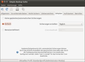 Abbildung 6: Neben einigen Standardeinstellungen sichern Sie Ihre Daten auf Wunsch zu selbst definierten Zeiten. Die stellen Sie über einen Cron-Job ein.