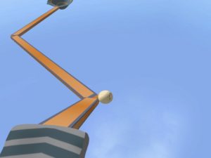 Abbildung 9: In ManiacMarble 3D kann man nur mit großem Fingerspitzengefühl auf den oftmals schmalen Stegen balancieren.
