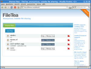 Die Open-Source-Software File Tea benötigt für den Dateiversand nur einen modernen Webbrowser.