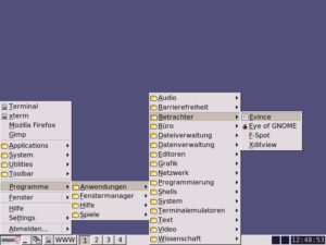 Abbildung 1: Standardmäßig gibt sich IceWM ziemlich karg. Ubuntu verteilt die Programmauswahl zudem auf zahlreiche Untermenüs.