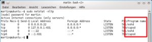Abbildung 1: Auf diesem System laufen laut "netstat" nur der Server vom Drucksystem CUPS und der SSH-Server für Fernadministration.