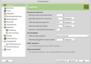 Abbildung 2: In den Einstellungen legen Sie die minimale und maximale Anzahl der angezeigten Journaleinträge an. Ist die Obergrenze erreicht, löscht Gimp die ältesten Einträge.
