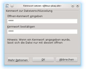 Abbildung 2: LibreOffice fordert Sie dann auf, zweimal das Kennwort einzugeben.