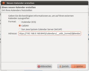 Abbildung 3: Die Adresse des Kalenders für das Thunderbird-Plugin ergibt sich nicht einfach via Knopfdruck.