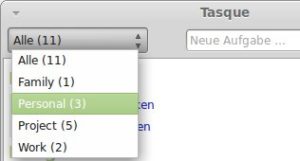Abbildung 3: Für die Kategorisierung von Aufgaben im lokalen Modus stehen nur vorgegebene Kategorien zur Verfügung.