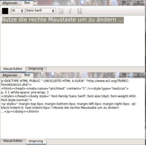 Abbildung 3: Eingegebenen Text formatieren Sie in begrenztem Maße mittels HTML-Elementen und CSS.