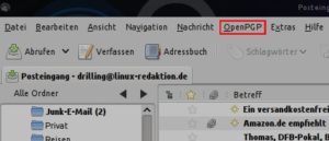Abbildung 3: Sämtliche kryptografischen Funktionen von Enigmail finden sich unter dem Menüeintrag <code srcset=