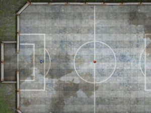 Abbildung 3: Auf dieser speziellen Karte gewinnt derjenige, der am Häufigsten den Ball in das gegnerische Tor "fährt".