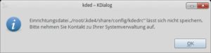 Abbildung 5: Start des Terminals mit Hindernissen durch Fehlermeldungen.