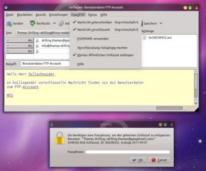 Abbildung 7: Beim Signieren einer E-Mail fordert Enigmail die entsprechende Passphrase an.