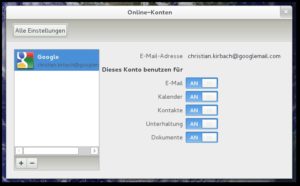 Gnome 3.2 unterstützt das Verwenden von Online-Konten für die Anwendungen Dokumente, Kontakte, Empathy, Evolution und das Kalender-Applet.