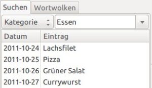 Abbildung 3: Mit der Suchfunktion listen Sie die Einträge einzelner Kategorien nach Datum sortiert auf.