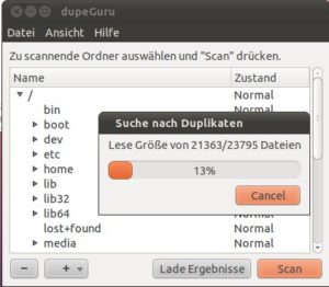 Abbildung 4: Die Dauer eines Durchlaufs hängt primär von der Größe des zu scannenden Verzeichnisses, aber auch vom gewählten Typ des Scans ab.