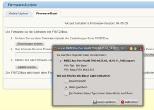 Das Firmware-Update lässt sich auch manuell anstoßen, sollte die Fritzbox selbst zum Zeitpunkt des Updates keinen DSL-Zugang haben.