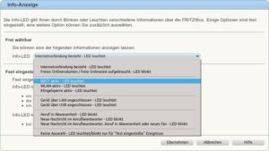 Das Verhalten der Info-LED der Fritzbox lässt sich frei konfigurieren.