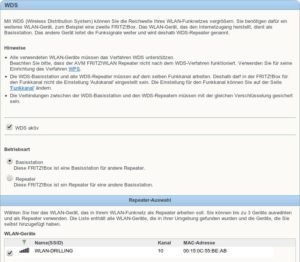 Im WDS-WLAN-Modus lässt sich die WLAN-Reichweite dadurch erhöhen, dass eine zweite Fritzbox als Repeater fungiert.