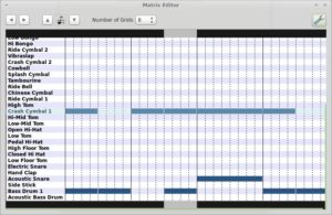 Abbildung 4: Der Matrixeditor erleichtert das Befüllen einer Percussion-Spur mit den typischen Instrumenten.