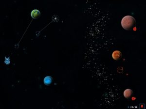Abbildung 5: Es dauert eine kleine Weile, bis ein Planet oder eine Raumstation erobert wurde. Den Fortschritt zeigen die blauen Balken rund um das Objekt beziehungsweise bei Planeten auch die blauen Kacheln an.
