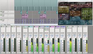 Abbildung 6: Der Mixer von Qtractor mit dem geöffneten VST-Synth MR.Alias.