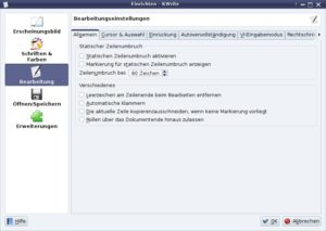 Abbildung 1: Im Einstellungsdialog von KWrite legen Sie fest, nach wie vielen Zeichen das Programm automatisch einen Zeilenumbruch einfügt.