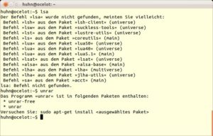 Abbildung 1: Ubuntu ist äußerst gesprächig auf der Kommandozeile und versucht mit allerhand Tipps weiterzuhelfen.