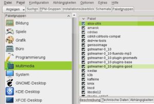 Abbildung 1: Unter "Paketgruppen" katalogisiert OpenSuse die verfügbare Software nach thematischen Gruppen.