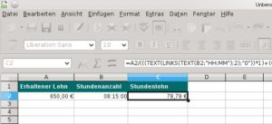Abbildung 2: Die Formel ist zwar sehr lang und umständlich, funktioniert aber auch. Wichtig: Unter Kubuntu müssen Sie die englischen Namen der Funktionen verwenden.