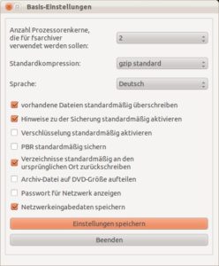 Abbildung 2: Die Grundeinstellungen von Qt4-Fsarchiver fallen weitgehend selbsterklärend aus.