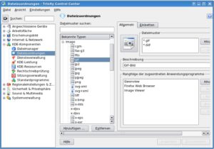 Abbildung 3: Über das KDE-Kontrollzentrum legen Sie alle KDE-spezifischen Einstellungen fest, z. B. die Programme, die für bestimmte Dateitypen zuständig sind.
