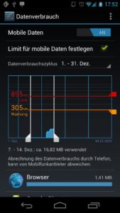 Abbildung 3: Hier limitieren Sie die Datenmenge, die ihr Handy ins Internet übertragen darf.