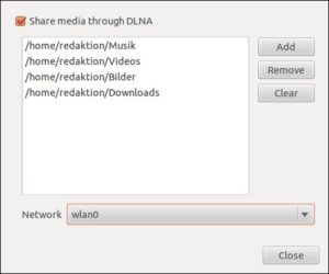 Abbildung 3: Alternativ konfigurieren Sie den UPnP-Server auch mit Hilfe einer grafischen Oberfläche.