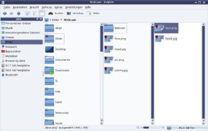 Abbildung 4: Wählt man in Dolphin den Ansichtsmodus "Spalten" aus, stellt der Dateimanager Verzeichnisse wie der Finder von Mac OS dar.